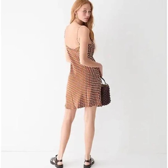 J. Crew Brown White Polka Dot Gwen Sleeveless Cupro Slip Dress Plus Size 18 NWT - Picture 3 of 14